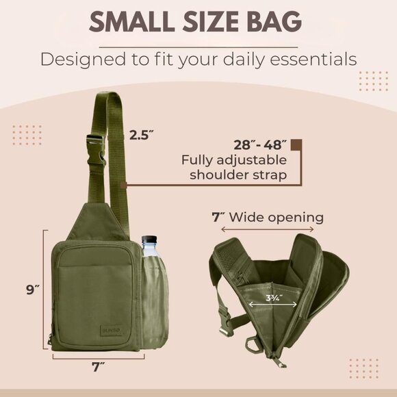 Everyday Small Crossbody Bag Water-Resistant Sling for Travel and Outdoor - Picture 2 of 7
